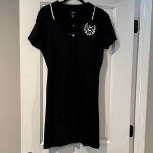 Chaps Black Polo Dress with White Accents